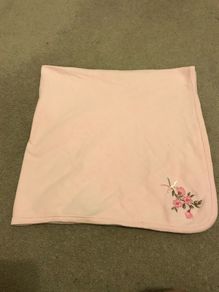 Brand new baby pink blanket with pretty floral design