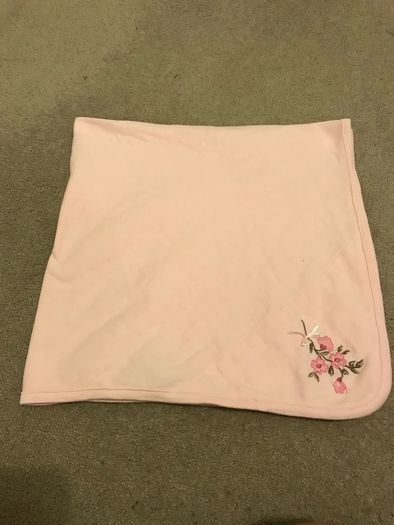 Brand new baby pink blanket with pretty floral design