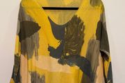 Yellow Abstract Design Slouchy Top Size M!