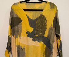 Yellow Abstract Design Slouchy Top Size M!