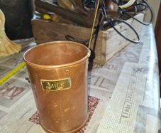 Beautiful Old Large Copper Milk Scoop, for getting milk from the Churn with Brass Handle Postage Available,