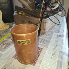 Beautiful Old Large Copper Milk Scoop, for getting milk from the Churn with Brass Handle Postage Available,