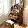 3 in 1 LED Slim Dressing Table with LED Lighting Brown Image 2