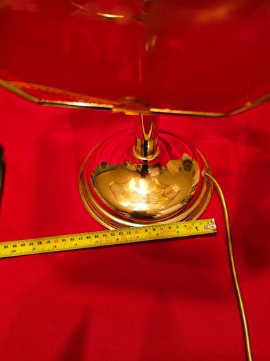 Vintage brass  etched glass table lamp 1970s/80s,