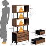 Shelves, Book Shelf with 5 Shelves, Bookcase with 3 Fabric Drawers, Shelf Unit Suitable for Bedroom Image 2