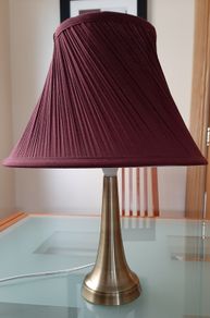 Gold Table or Bedside Lamp with Purple Shade