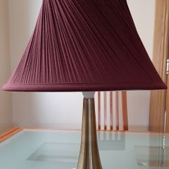 Gold Table or Bedside Lamp with Purple Shade