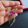 Vintage Style Rainbow Enamel & Crystal Phoenix Bird Of Paradise Brooch Badge Pin Image 5