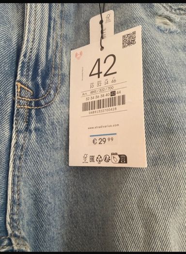 Stradivarius (Zara Group) Tall High Waist Straight Wide Leg Jeans   Size 42 UK 14