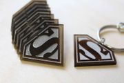 Personalised Custom Waterproof Logo SuperMan Keychain Keyrings Acrylic Gift Laser Engrave