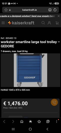 Gedore Workster SL-L Tool Chest Trolley Tool Box Made in Germany - RRP 900 euro Brand New in Box