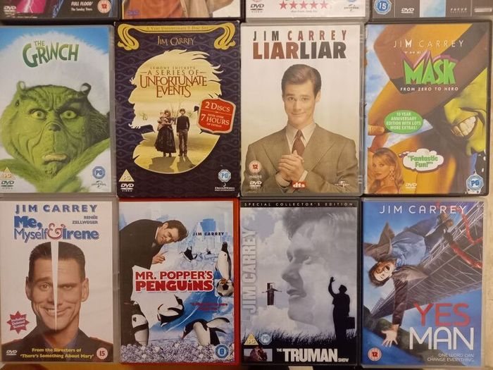 Jim Carrey Dvd Collection Bundle ace ventura truman show the mask etc