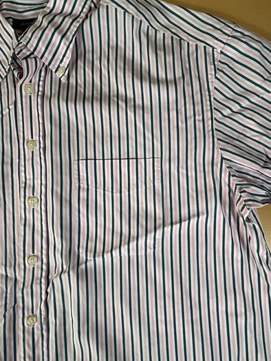 Gant Shirt Mens 2XL Striped Short Sleeve Collared Liberty Bell Poplin - Pink\Blue