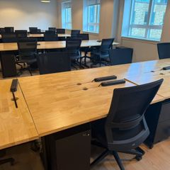 Solid Wood Desks wih Black Steel Legs