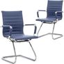 Set of 2 Cantilever  dining chairs PU Leather Visitor Chair with Chrome Frame Image 8
