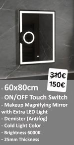LED Bathroom Mirror 60x80cm Antifog