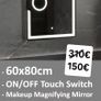 LED Bathroom Mirror 60x80cm Makeup Demister Touch Image 2