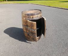 Whiskey barrel drinks cabinet