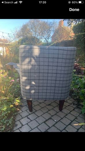grey armchair