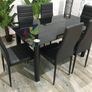 Modern Black Glass Dining Table Set Seats 6 in Style! Image 4