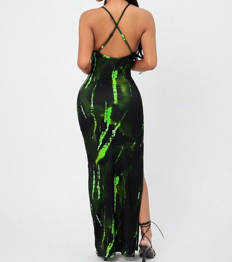 Brand New Green Tie Dye Split Hem Cami Dress size S