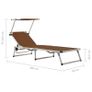 Folding Sun Loungers with Roof 2 pcs Aluminium&Textilene Brown Image 2
