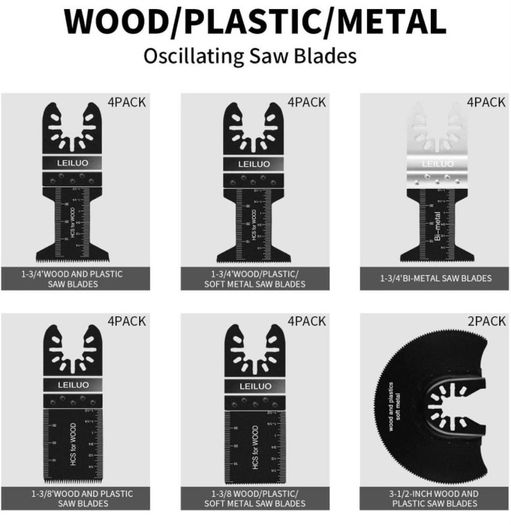 24 PC Multitool Blades LEILUO Oscillating Saw Blades for Wood Metal Plastics Quick Release Oscillating Tool Blades Kit Fit Dewalt Worx Rockwell Milwaukee Makita Ryobi Silverline Black Decker etc (FREE POSTAGE)