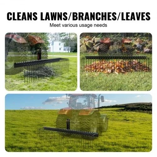 Tow Behind Landscape Rake 72"/183 cm Lawn Dethatcher Rake with 32 Steel Tines
