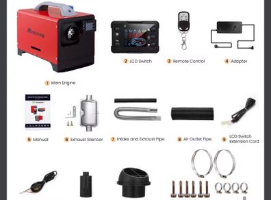 12V 5-8Kw Air Diesel Heater with LCD Switch Portable Remote Control Car Heater Low Noise Suitable for Truck Boat Trailer Bus