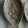 Beautiful Vintage 2-Piece Silver-Plated Salad / Fruit Serving Set - Embossed Pineapple & Grapes Design Image 2