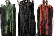 Halloween Hanging Grim Reapers 3 Pack One 47inch and Two 35inch Halloween Grim Reapers, Halloween Skeleton Flying Ghost for Haunted House Prop decor, Halloween Outdoor Indoor Decor