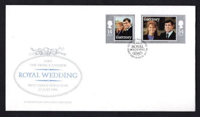 1986 Guernsey Royal Wedding Prince Andrew & Sarah Ferguson Commemorative stamps Guernsey Post Office First Day Covery (FDC)