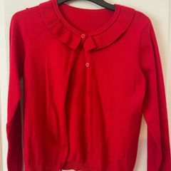 Girls Red Cardigan Age 8-9