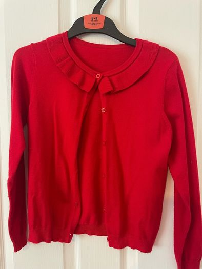 Girls Red Cardigan Age 8-9