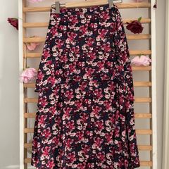 skirt navy floral with frill detail size 10 gallery Dunnes stores