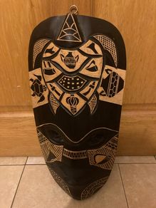 Large tribal hand craved mask free postage