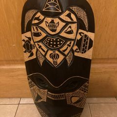 Large tribal hand craved mask free postage