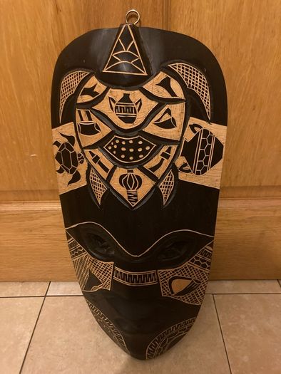 Large tribal hand craved mask free postage
