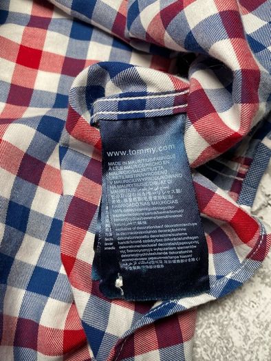 Tommy Hilfiger New York Fit Mens Red/Blue/White Check Long Sleeve Shirt Medium