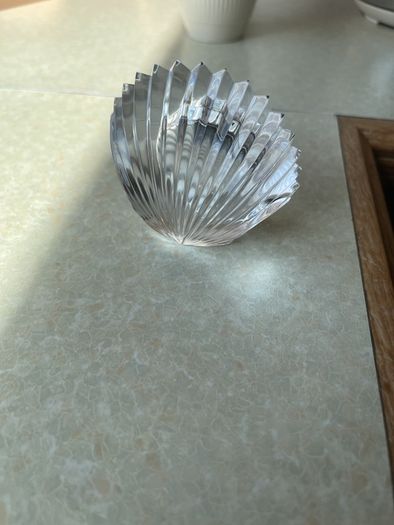 Vintage Stuart Crystal Dime Paperweight & Cavan Crystal Fan shaped clock