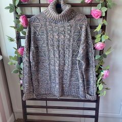 jumper long polo neck jumper cotton mix flex pink & blue multi small Bnwot baloot brand