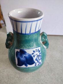 Vintage 2 handle Vase May Be German Or Austrian.