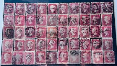Great Britain 1841-1879 Queen Victoria 1d Penny red 50 stamps lot
