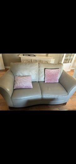 Natuzzi Greige Leather Sofa 3 & 2 Seater