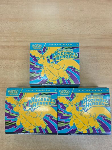 3 x Ascended Heroes ETB Pokemon TCG (Empty Box With Accessories)