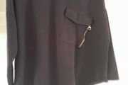 Asymmetrical Navy Top With Feature Pocket