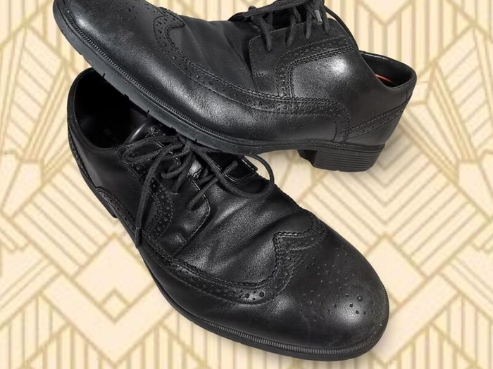 Rockport Adidas Adiprene Oxford Mens Brogue Leather Dress Shoe Black Size UK8