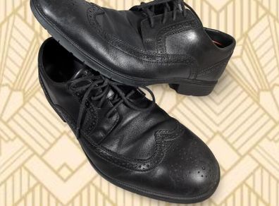 Rockport Adidas Adiprene Oxford Mens Brogue Leather Dress Shoe Black Size UK8