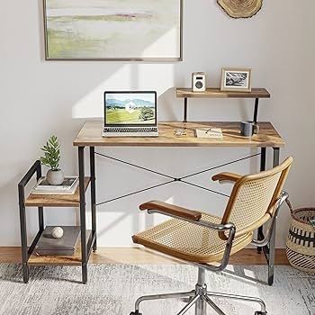MASSIVE SALE, MULTIPLE COLOURS IN STOCK Small Computer Desk 80 x 50 cm Home Office Multipurpose Writing Desk with Extra Storage Rack and Moveable Shelf,Rustic Brown