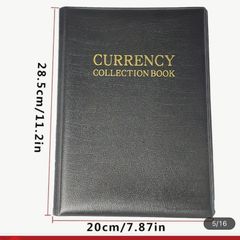 1pc Large Capacity Large  60 banknote , 10 double sides Collection Book Paper Faux Leather Protective Cover Bronzing Coin Paper Coin Mixed Collection Book